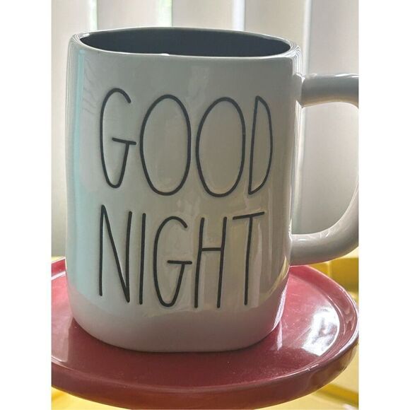 Rae Dunn "GOOD NIGHT" Ceramic Mug w/ Black Interior - Picture 1 of 2